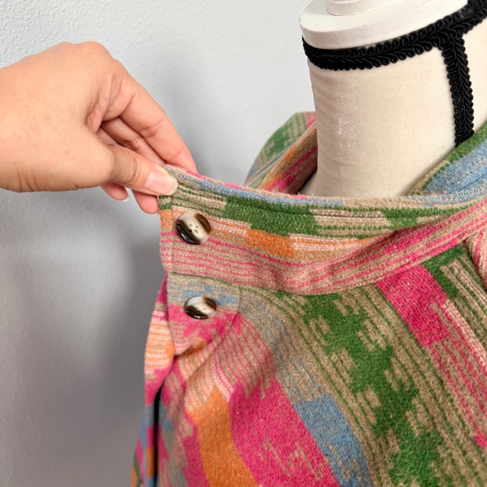 Multicolor Patterned Women's Jacket/Shacket - Bright Stripe Design - Picture 5 of 15